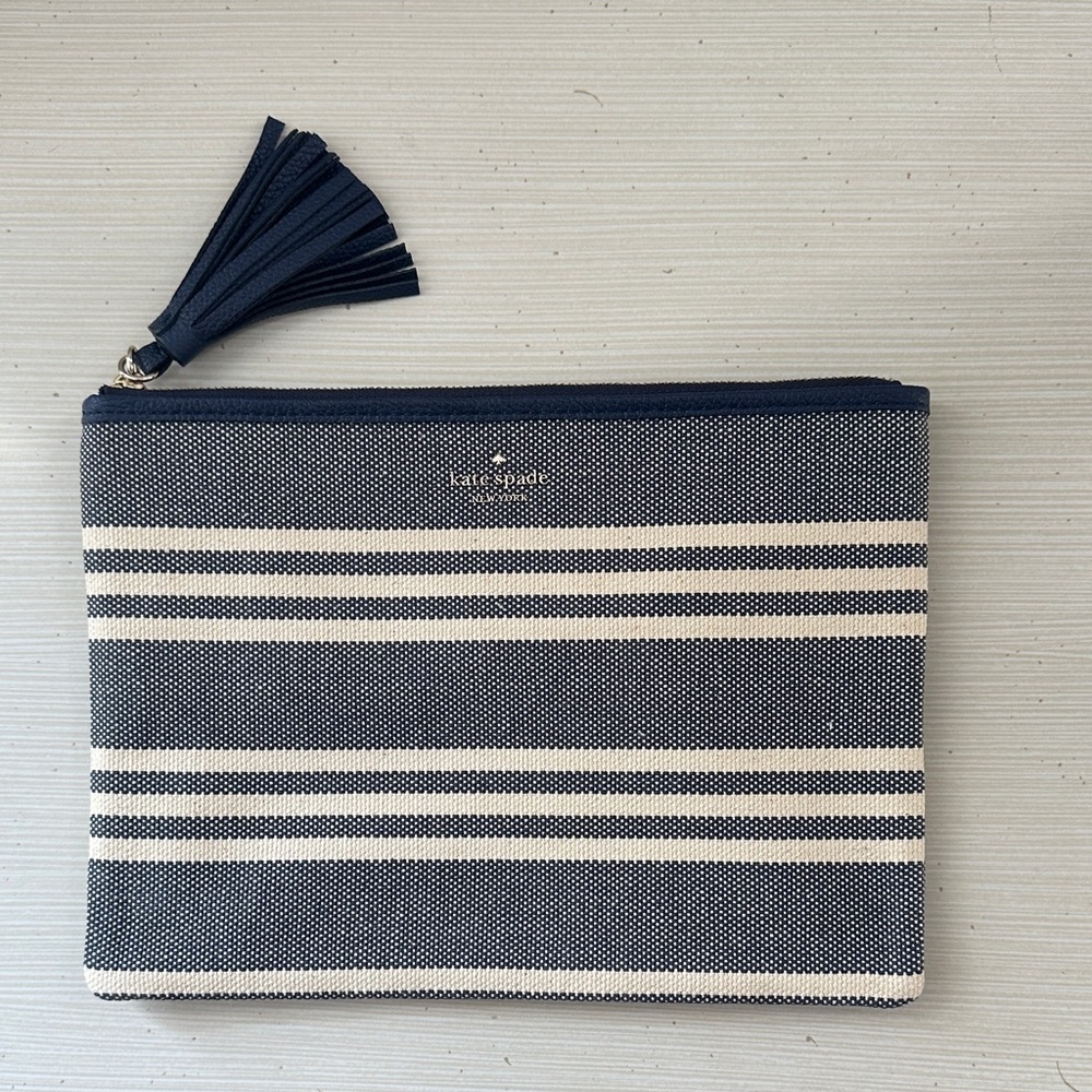 Kate Spade Navy and Cream Striped Clutch